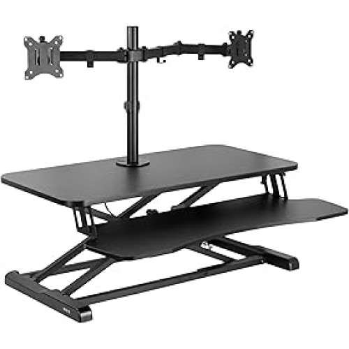 Hetleys Plat2 Desk on Platform with Double Monitor Arm