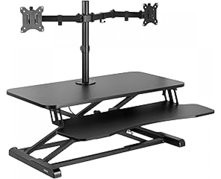 Hetleys Plat2 Desk on Platform with Double Monitor Arm